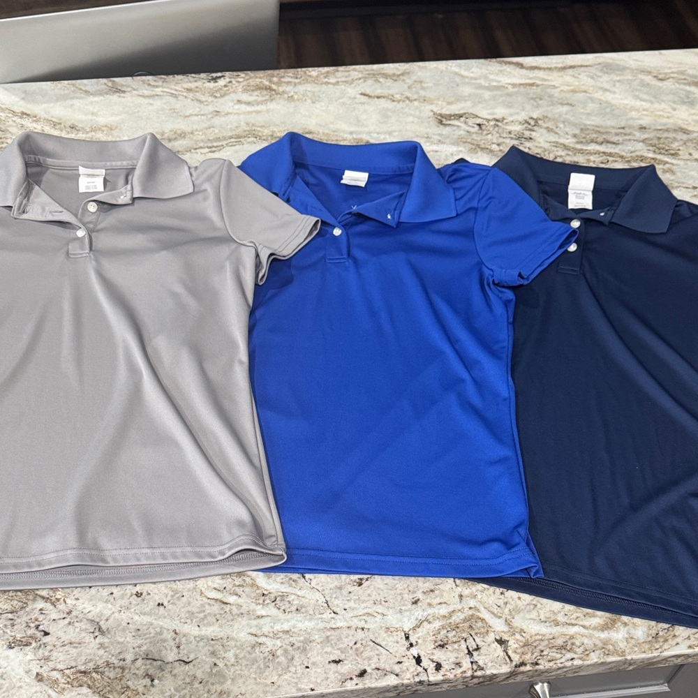 Set of Three Polo Shirts - Gray, Blue, and Navy